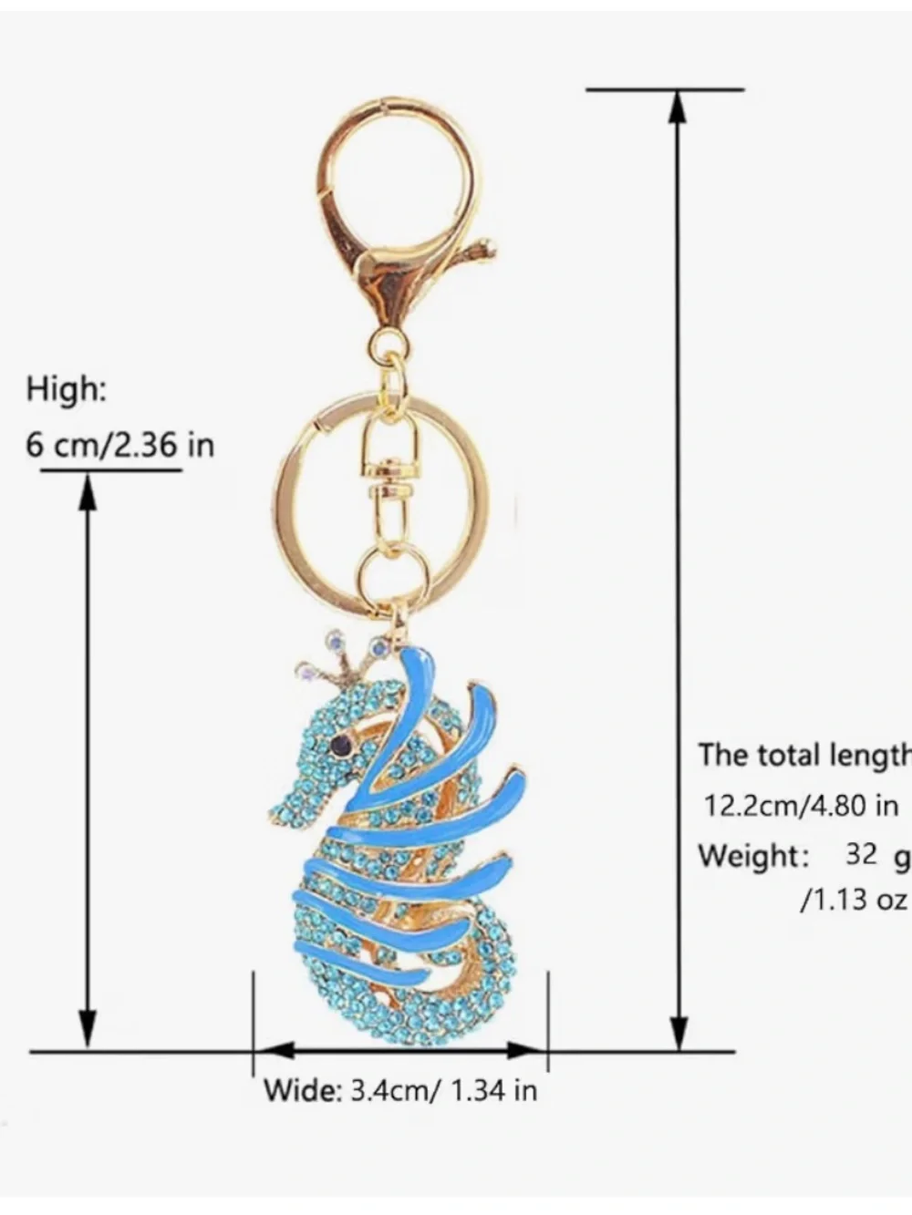 Crystal Seahorse purse/bag charm keychain